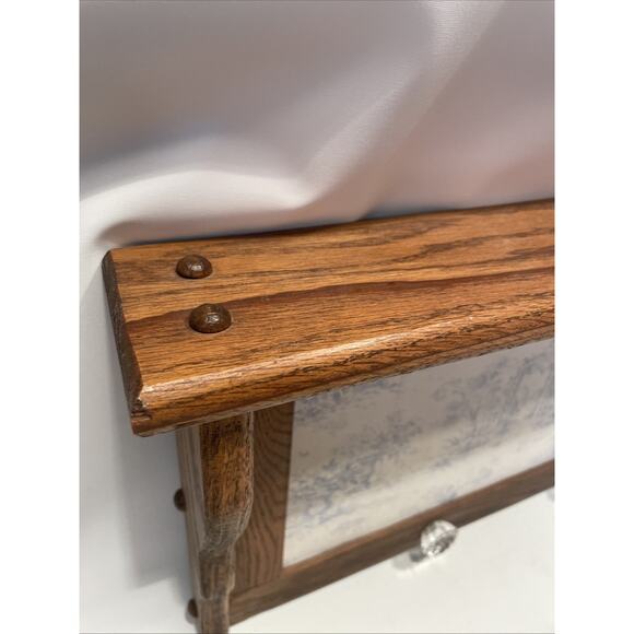 Oak Wooden Shelf Coat Hanger Country Style With Summer Garden Wall Paper Back - Picture 3 of 13